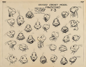 Lot #846 Jiminy Cricket model sheet from Pinocchio - Image 1