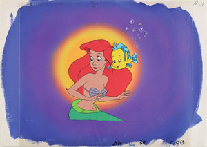 Lot #931 Ariel and Flounder production cels and production background from The Little Mermaid television series