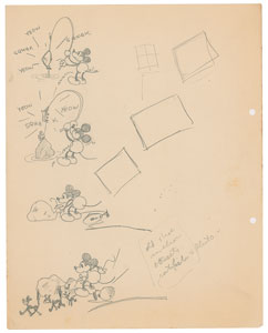 Lot #784 Mickey Mouse gag storyboard production drawing from Fishin' Around - Image 1
