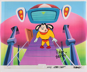Lot #772 Mighty Mouse production cel from Mighty Mouse: The New Adventures signed by Ralph Bakshi - Image 1