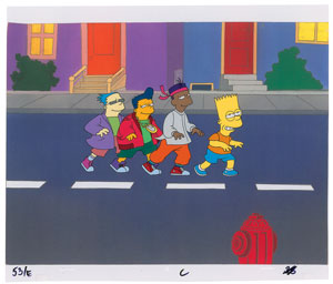 Lot #753 Bart Simpson production cel from the Do the Bartman music video - Image 1