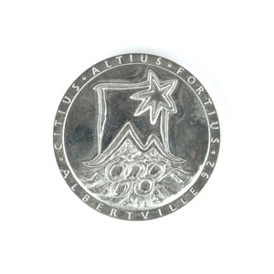 Lot #3097  Albertville 1992 Winter Chrome-Plated Steel Olympics Participation Medal - Image 1
