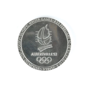 Lot #8114  Albertville 1992 Winter Chrome-Plated Steel Olympics Participation Medal - Image 2