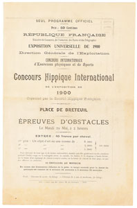 Lot #3008  Paris 1900 Summer Olympics Equestrian Program - Image 2