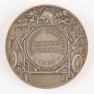 Lot #3009  Paris 1900 Summer Olympics Firefighting Participation Medal - Image 2
