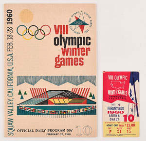 Lot #3055  Squaw Valley 1960 Winter Olympics Ticket and Program - Image 1