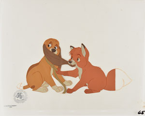Lot #515 Tod and Copper production cel from The Fox and the Hound - Image 1