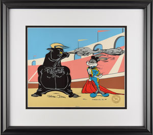 Lot #541  Bugs Bunny and Toro the Bull limited edition cel signed by Chuck Jones - Image 2