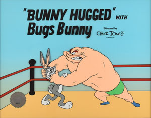 Lot #674 Bugs Bunny and Crusher limited edition sericel from Bunny Hugged - Image 1