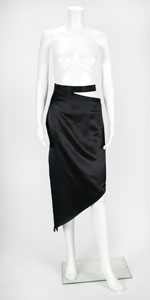 Lot #5048  The Hunger Black Satin Hip Drop Skirt