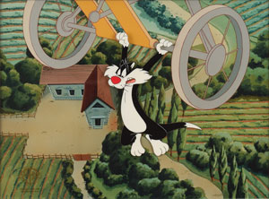 Lot #484 Sylvester production cel from The Sylvester and Tweety Mysteries - Image 1