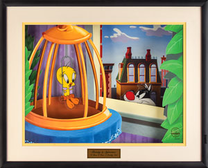 Lot #971 Sylvester and Tweety limited edition Moving Artwork Model - Image 1