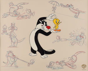 Lot #489 Sylvester and Tweety limited edition cel entitled 'Tweety & Sylvester Persona' - Image 1