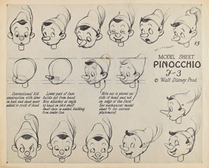 Lot #481 Pinocchio model sheet from Pinocchio - Image 1