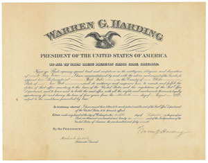 Lot #97 Warren G. Harding - Image 1