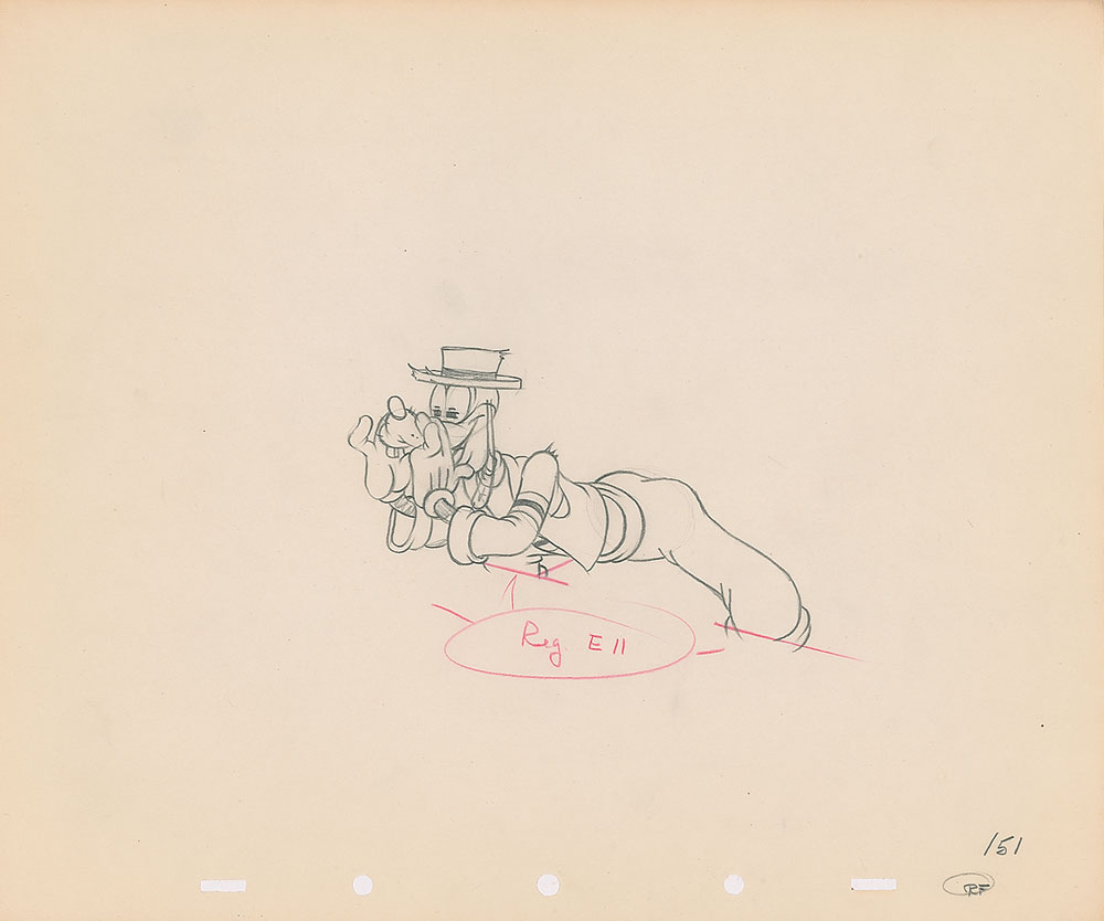 Lot #550 Goofy production drawing from Goofy and Wilbur