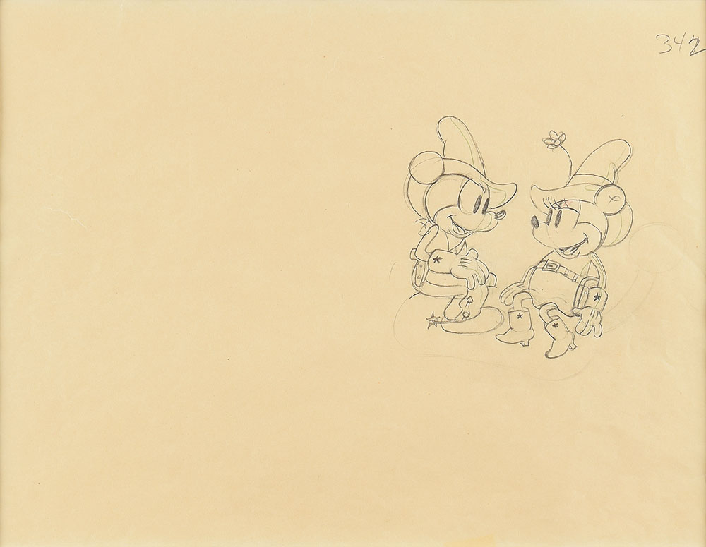Lot #459 Mickey and Minnie Mouse production drawing from Two-Gun Mickey