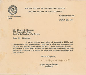 Lot #269 J. Edgar Hoover