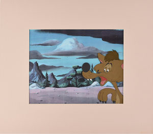Lot #571 Bent-Tail coyote production cel from a Pluto short - Image 2