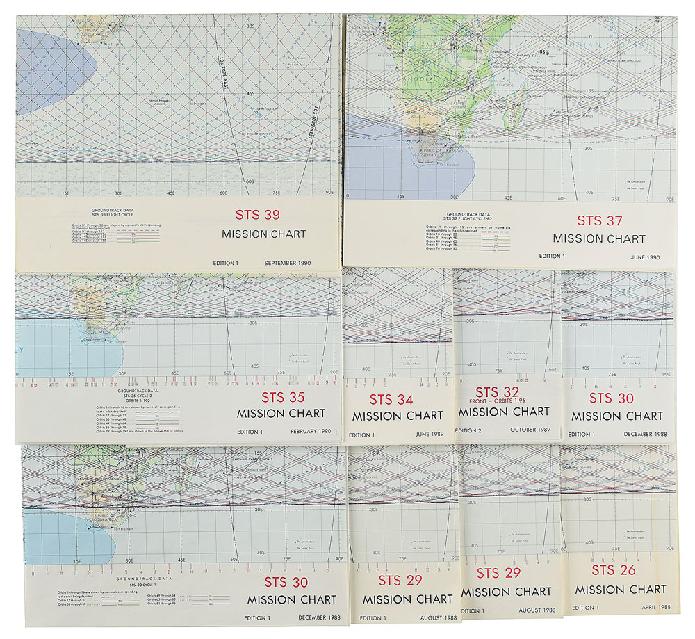 Lot #8609  Space Shuttle Group of (10) Mission Charts
