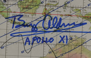 Lot #8220 Buzz Aldrin Signed Apollo 11 Earth Orbit Chart - Image 2