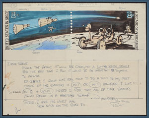 Lot #8689 Robert McCall Original Stamp Drawing - Image 2