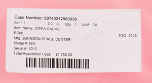 Lot #359  Space Shuttle Multipurpose CIPAA Sack - Image 3