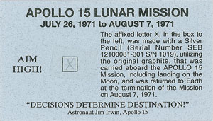 Lot #8484  Apollo 15 Pencil Mark - Image 1