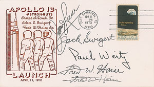Lot #8256  Apollo 13 Crew Signed Cover