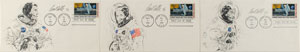 Lot #8687 Paul Calle Set of (3) Sketches of the Apollo 11 Crew