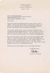 Lot #8531 Wernher von Braun Typed Letter Signed
