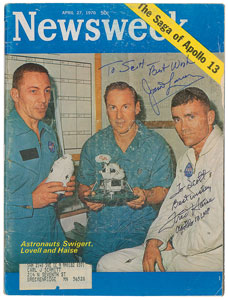 Lot #8464 James Lovell and Fred Haise Signed Newsweek - Image 1
