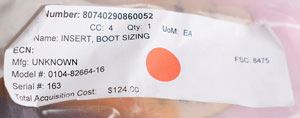 Lot #8643  Space Shuttle EMU Suit Boot Sizing Insert Toe Cap Assemblies (2) - Image 7
