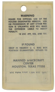 Lot #8232  Apollo 11 Recovery Operation Access Badge - Image 2
