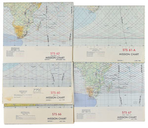 Lot #8614  Space Shuttle Group of (5) Mission Charts - Image 1
