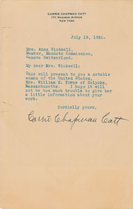 Lot #328 Carrie Chapman Catt - Image 1