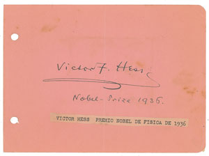 Lot #358 Victor Francis Hess - Image 1