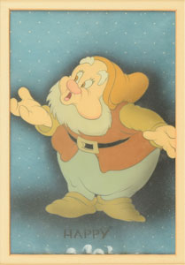 Lot #669 Happy production cel from Snow White and the Seven Dwarfs