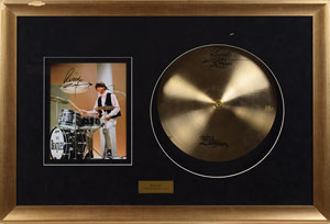 Lot #9046 Ringo Starr Signed Cymbal and Photo