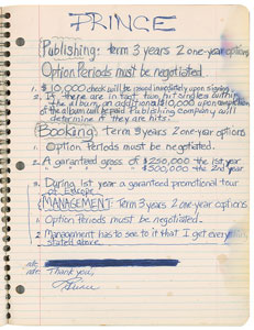 Lot #9285  Prince's Handwritten Lyrics and Sketch Notebook - Image 6