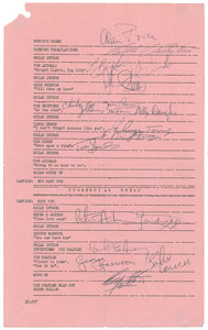 Lot #9002  Beatles Signed Call Sheet