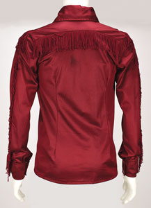 Lot #9178  Boston: Sib Hashian's Tour-Used Burgundy Fringed Shirt - Image 2