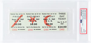 Lot #9155  Woodstock 1969 3-Day Unused Ticket -