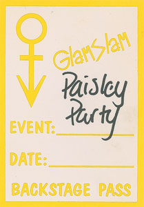 Lot #9304  Prince Glam Slam 'Paisley Party' Pass - Image 1