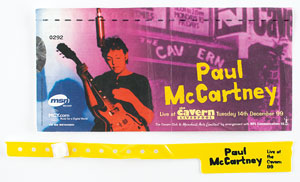 Lot #9052 Paul McCartney 1999 'Live at the Cavern' Liverpool Ticket and Wristband - Image 1