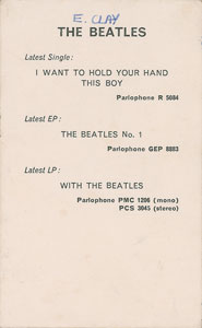 Lot #9054  Beatles 1963 Parlophone Records Promotional Card - Image 2