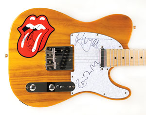 Lot #9080  Rolling Stones Signed Guitar: Jagger, Woods, and Watts - Image 2