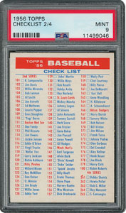 Lot #6354  1956 Topps Checklist 2/4 - PSA MINT 9 - None Higher! - Image 1