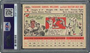 Lot #6005  1956 Topps #5 Ted Williams - PSA MINT 9 - one Higher! - Image 2