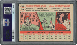 Lot #6010  1956 Topps #10 Warren Spahn - PSA GEM-MT 10 - Pop two, None Higher! - Image 2